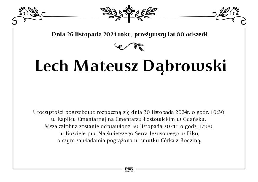 Lech Mateusz Dąbrowski - nekrolog